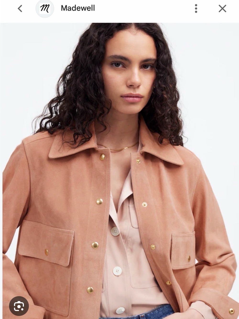 Like New Madewell Dusty Rose Suede Snap-Front Utility Jacket